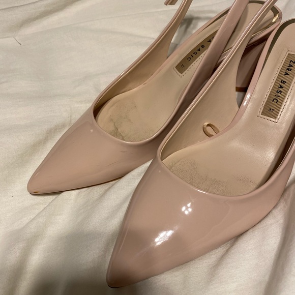 ZARA basic collection light pink pointed toe sling back heels size 37 - Picture 2 of 6